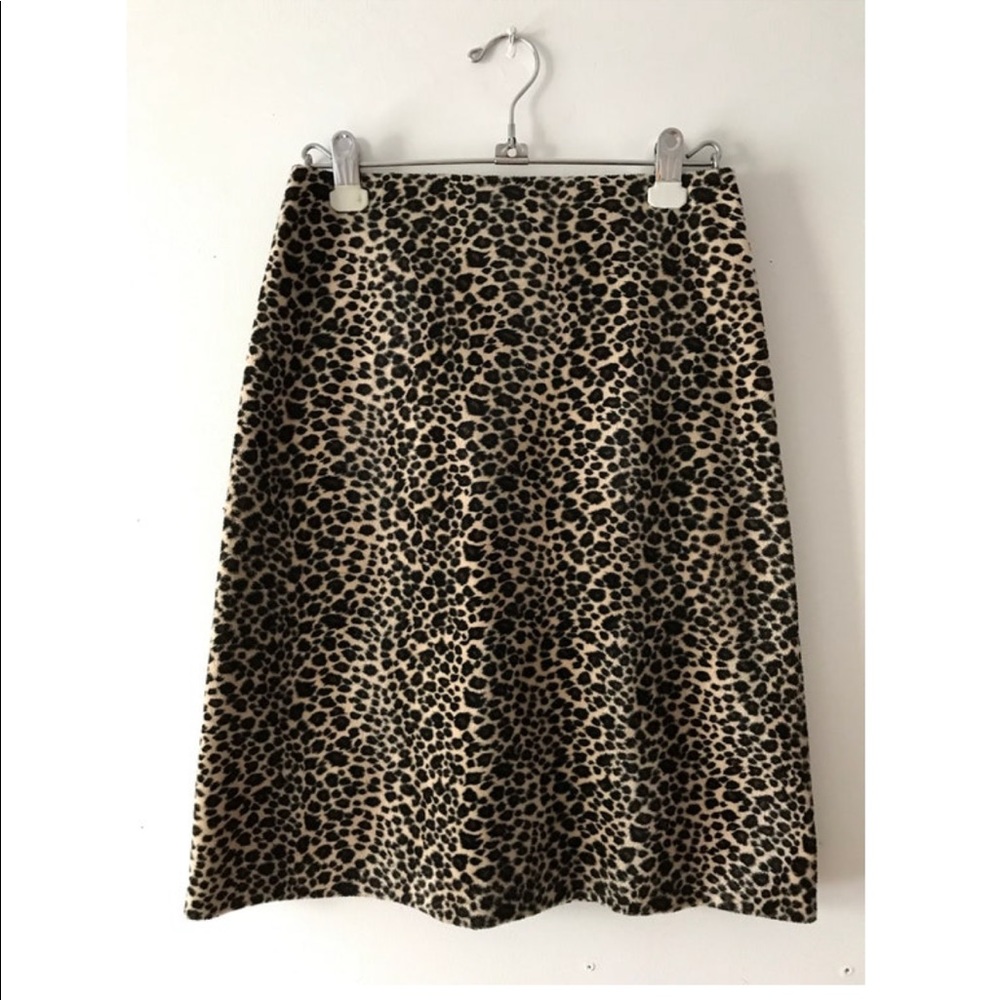 SEXY Vintage 90's S&D Faux Fur Leopard Print A-Line MIDI Skirt US Size 2